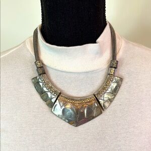Silver Geometric Statement Necklace